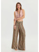 High Waist Loose Cut Khaki Palazzo Trousers 4537